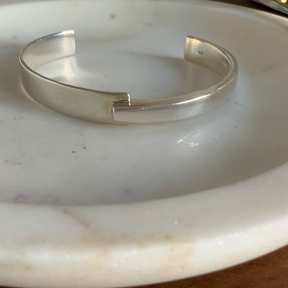 Sterling Silver Cuff Bracelet with Notch Design